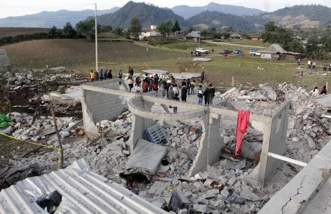 Explosion of fireworks in Chilchotla, Mexico