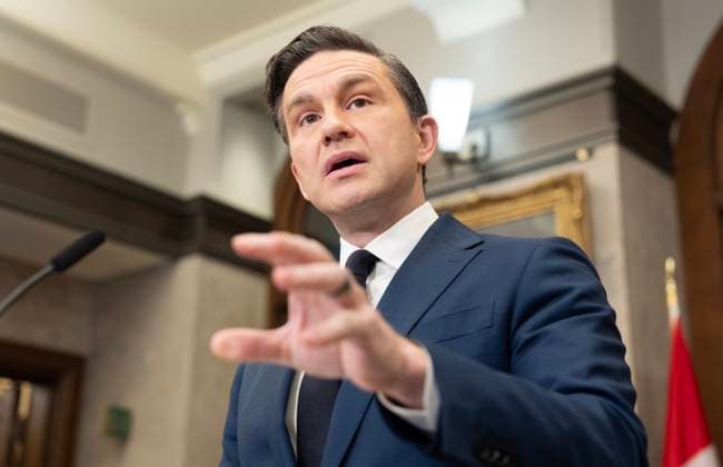 Canada, Pierre Poilievre at press conference in Ottawa