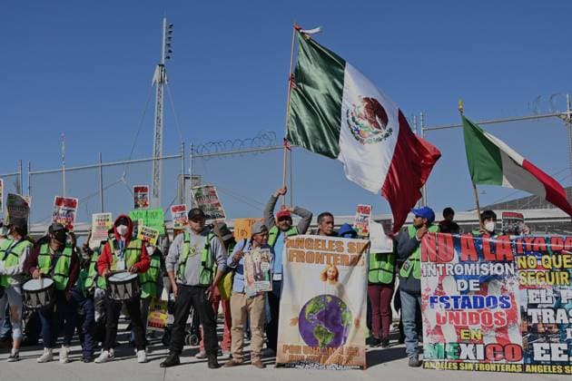 Mexico, protests by migrants at the border with the USA in Tijuana