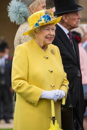 English Royals in front of the Buckingham Palace in London