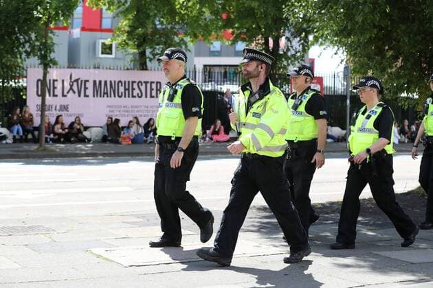 Security measures before the benefit concert for victims of the Manchester terrorist attack