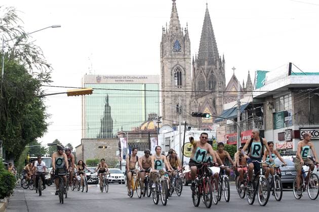 World Naked Bike Ride in Mexico