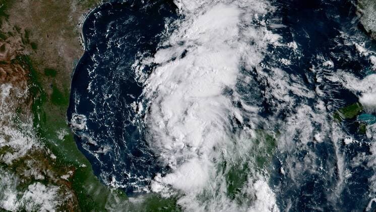 NASA images of Hurricane Harvey off the Gulf of Mexico