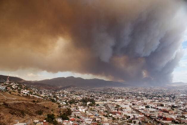 Forest fires at Ensenada in Mexico