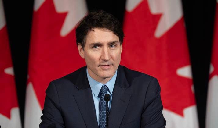 Canada, Justin Trudeau during a conference of mayors in Ottawa