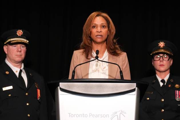 Canada, Deborah Flint Press conference after plane crash at Toronto Pearson Airport