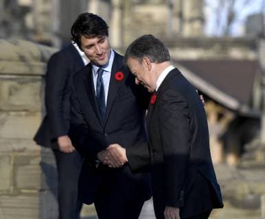 Canada: Justin Trudeau receives Juan Manuel Santos in Ottawa