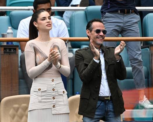 Marc Anthony and Nadia Ferreira attend tennis match in Miami