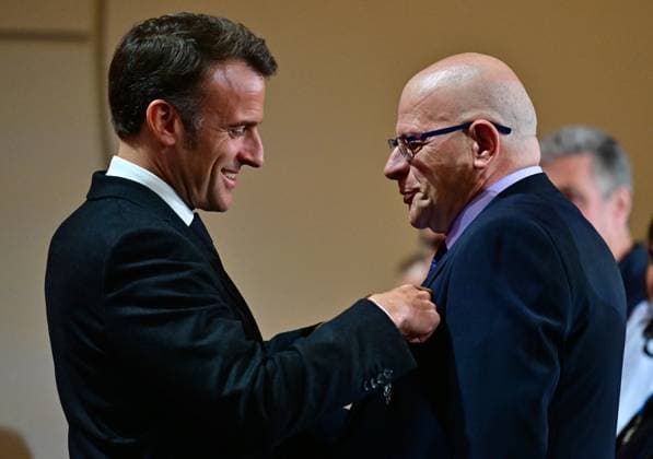 Paris, Emmanuel Macron at award ceremony in honour of those involved in Notre Dame restoration