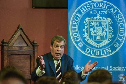 Ireland: Nigel Farage at College History Society event in Dublin