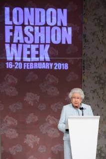Queen Elizabeth II visits London Fashion Week