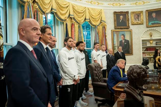 USA, Donald Trump meets football team and Gianni Infantino in Washington DC