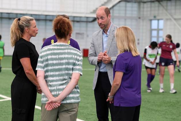 Prince William visits womens national football team in Burton on Trent