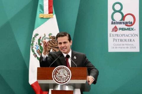 Mexico: Pena Nieto at an event celebrating the 80th birthday of the state-owned petroleum company Pemax