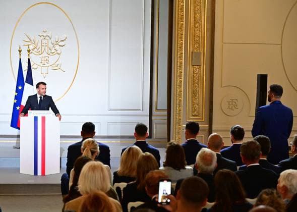 France, Emmanuel Macron receives French national volleyball team in Paris