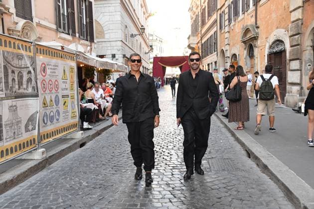 Dolce and Gabbana fashion show event in front of the Castel SantAngelo in Rome
