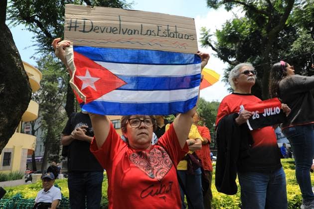 Mexico, protests against the removal of statues of Che Guevara and Fidel Castro in Mexico City