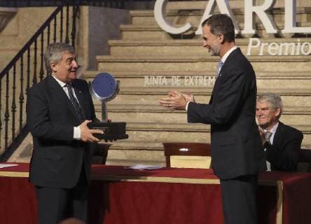 Antonio Tajani receives Carlos V European Award in Madrid