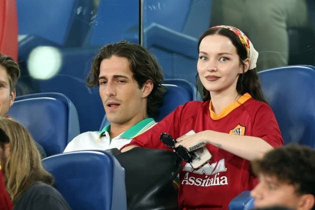 Damiano David and Dove Cameron attend football match in Rome