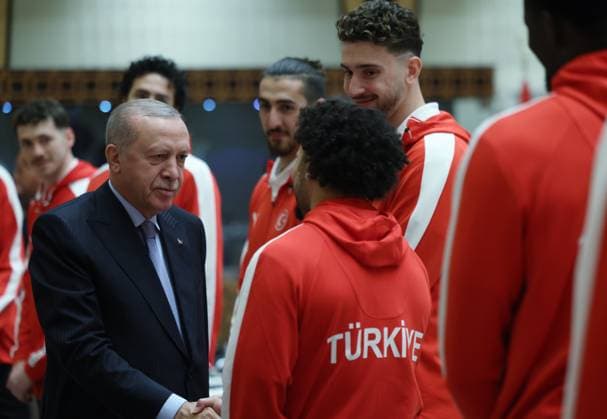 Turkey, Recep Tayyip Erdogan receives the national basketball team in Ankara