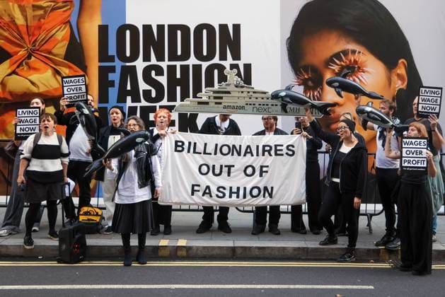 Protests on the fringes of London Fashion Week