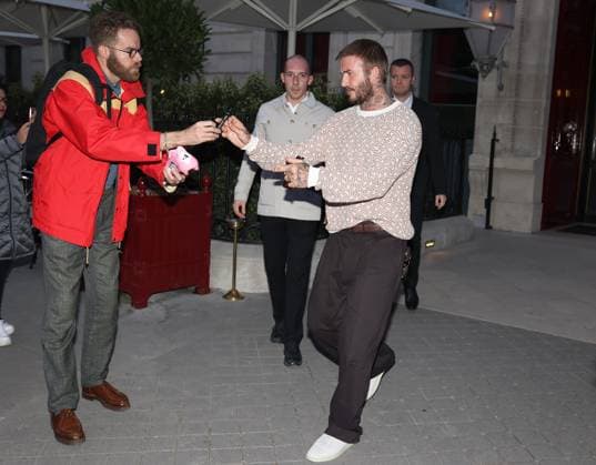 Paris Fashion Week, David Beckham in front of his hotel