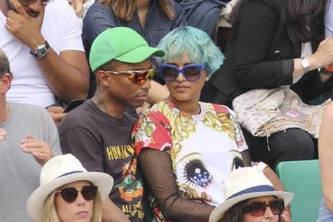 Pharrell Williams at the tennis tournament in Paris
