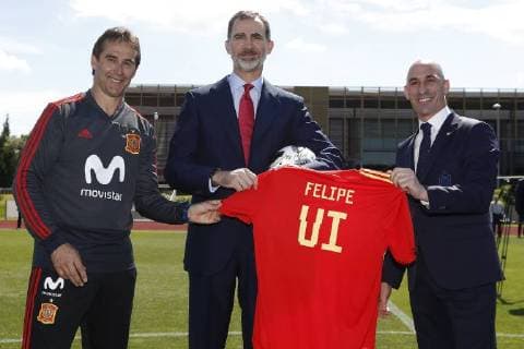 King Felipe visits Spanish national football team in Madrid