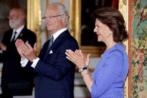 Swedish royal couple at the award ceremony in Stockholm