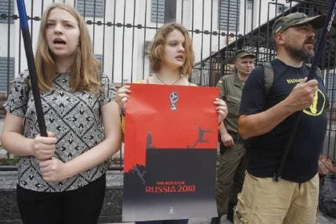 Ukraine, protest against the Football World Cup in Kiev