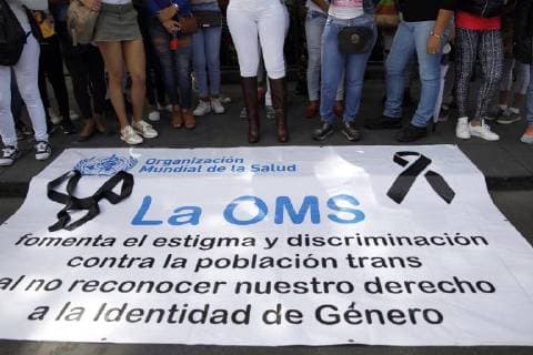 Activists protest against new WHO directive on transsexuality in Mexico City