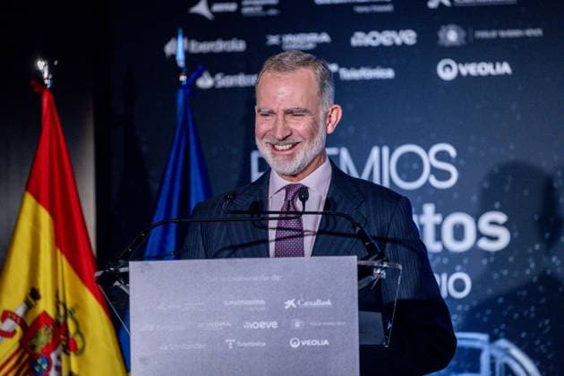 King Felipe of Spain at the celebration of the 25th anniversary of the newspaper 20MINUTOS in Madrid