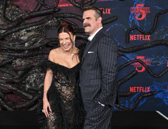Stranger Things season premiere in Hollywood - Millie Bobby Brown and David Harbour
