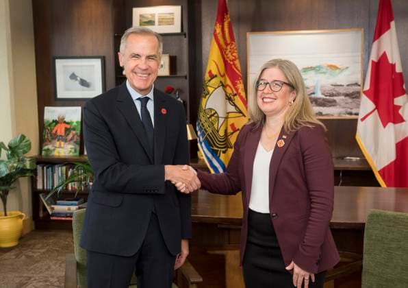 Canada, Premier Mark Carney meets New Brunswick Premier Susan Holt in Fredericton
