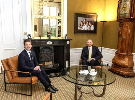King Willem-Alexander at a meeting with Thom van Campen in The Hague