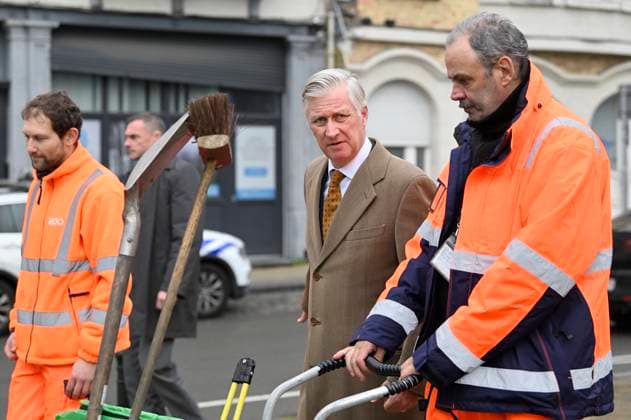 King Philippe of Belgium visits the municipal depot in Brussels