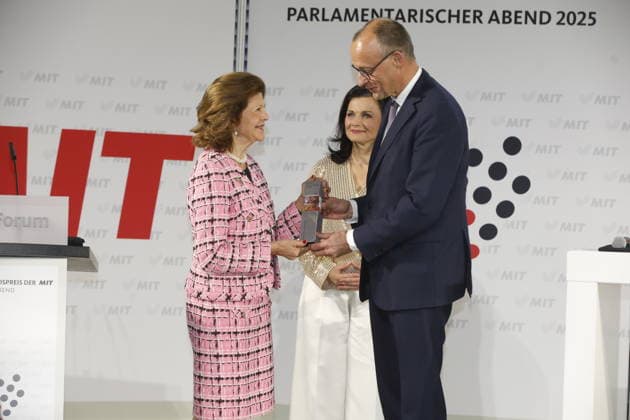 Queen Silvia of Sweden receives special prize from the SME and Business Union in Berlin