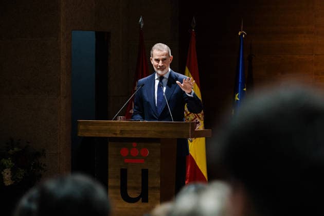 King Felipe of Spain visits King Juan Carlos University in Madrid