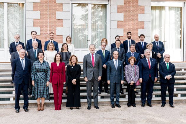 King Felipe of Spain receives the Board of Trustees of Camilo Jose Cela University in Madrid