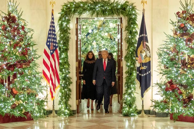 USA, Donald Trump and Melania attend a concert by Andrea Bocelli in the East Room of the White House