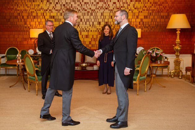 King Willem Alexander of the Netherlands receives Dr Erik de Feijter in The Hague