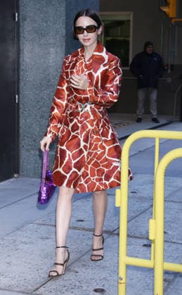 Lily Collins as a guest on Good Morning America in New York