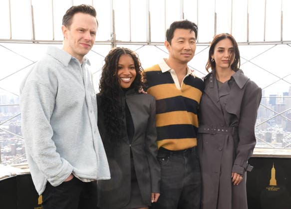Actors from The Copenhagen Test visit the Empire State Building in New York