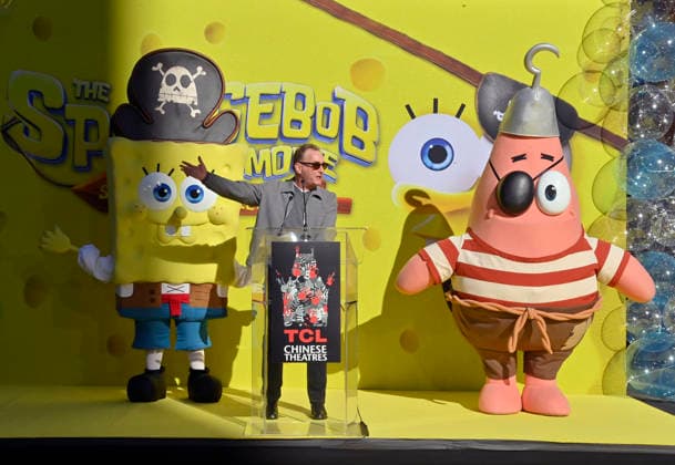 Tom Kenny immortalises Spongebob at hand-and-footprint ceremony at the Chinese Theatre in Hollywood