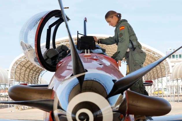 Princess Leonor of Spain on her first solo flight for the air force over Murcia
