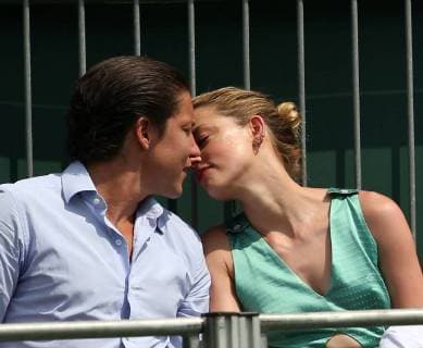 Amber Heard and Vito Schnabel at the tennis tournament in Wimbledon