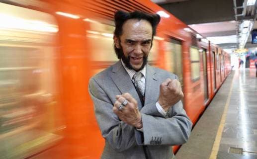 Mexico, subway driver Mauricio Nares in Wolverine look