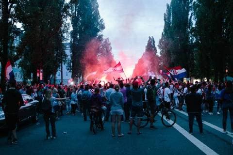 Munich, Croatian football fans celebrate in Munich
