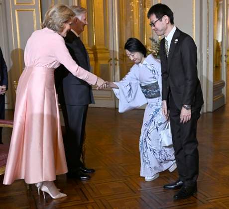 Queen Mathilde and King Philippe of Belgium receive diplomats in Brussels