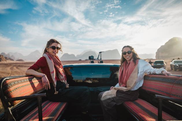 Queen Rania and Princess Salma of Jordan visit Wadi